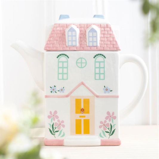 Pastel House Shaped Teapot, image 1 of 6