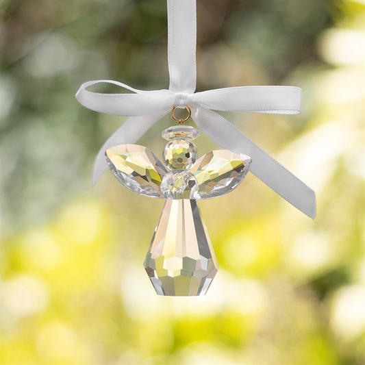 Remember an Angel Faceted Glass Hanging Decoration, image 1 of 2