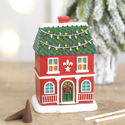 Red Christmas House Incense Cone Burner, image 1 of 6