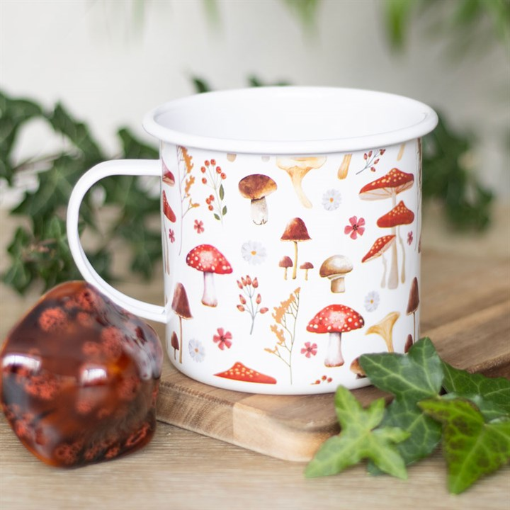 All Over Mushroom Print Enamel Mug, image 1 of 5