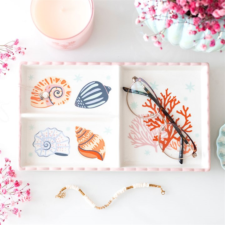 Pastel Shell and Coral Trinket Tray, image 1 of 4