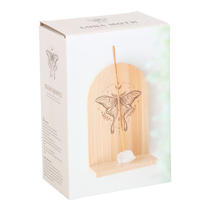 Natural Luna Moth Wooden Incense Holder Shelf, image 5 of 5