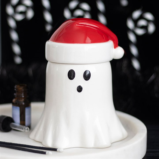 Ghost with Santa Hat Oil Burner and Wax Warmer, image 1 of 6