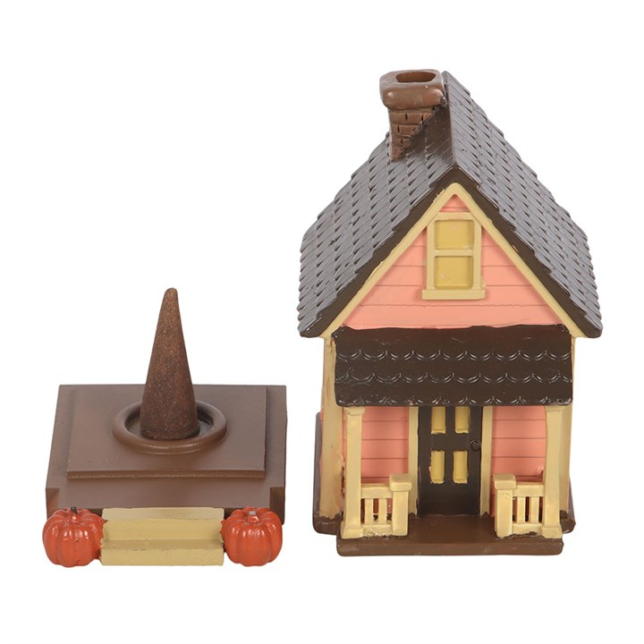 Pink House Incense Cone Burner with Pumpkins, image 4 of 6