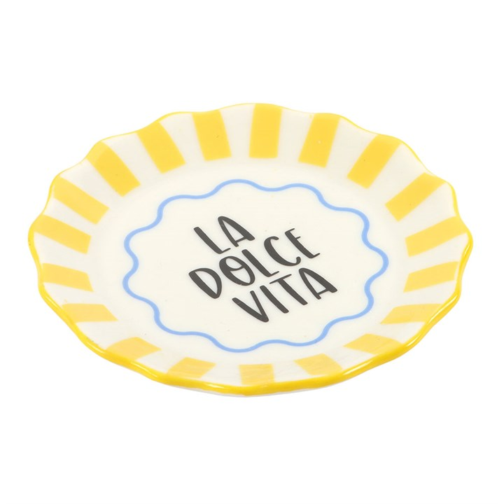 Yellow Striped La Dolce Vita Trinket Dish, image 4 of 6