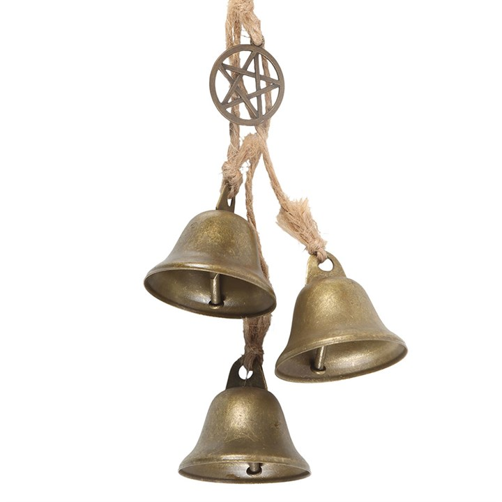 Green Witch Hanging Willow Pentagram with Bells, image 3 of 5