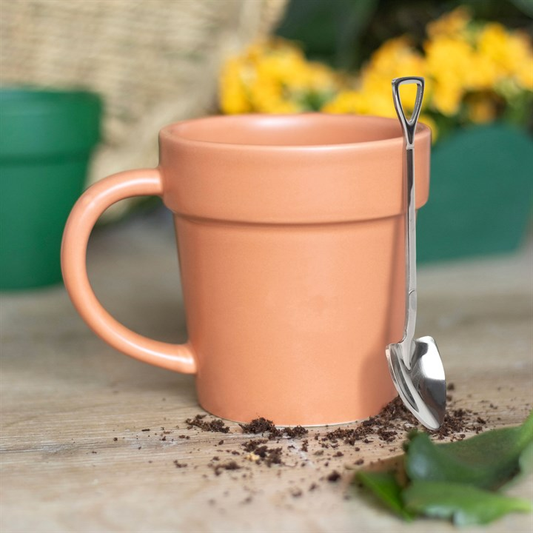 Plain Plant Pot Ceramic Mug and Shovel Spoon, image 1 of 6