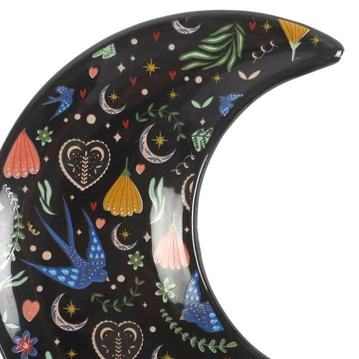 Midnight Bloom Crescent Moon Trinket Dish, image 3 of 5