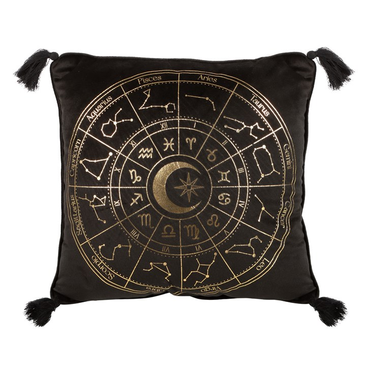 Black Astrology Wheel Cushion, 35cm Square, image 1 of 5