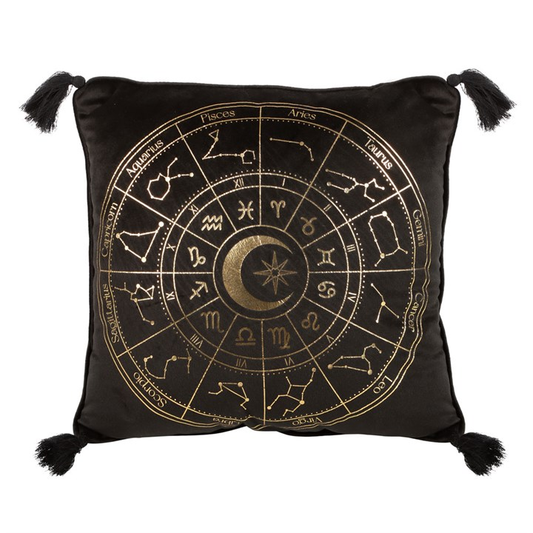 Black Astrology Wheel Cushion, 35cm Square, image 1 of 5