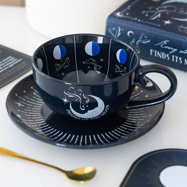 Blue Moon Phase Teacup and Saucer, image 1 of 5