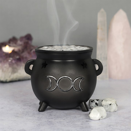 Triple Moon Cauldron Incense Cone Holder, image 1 of 4