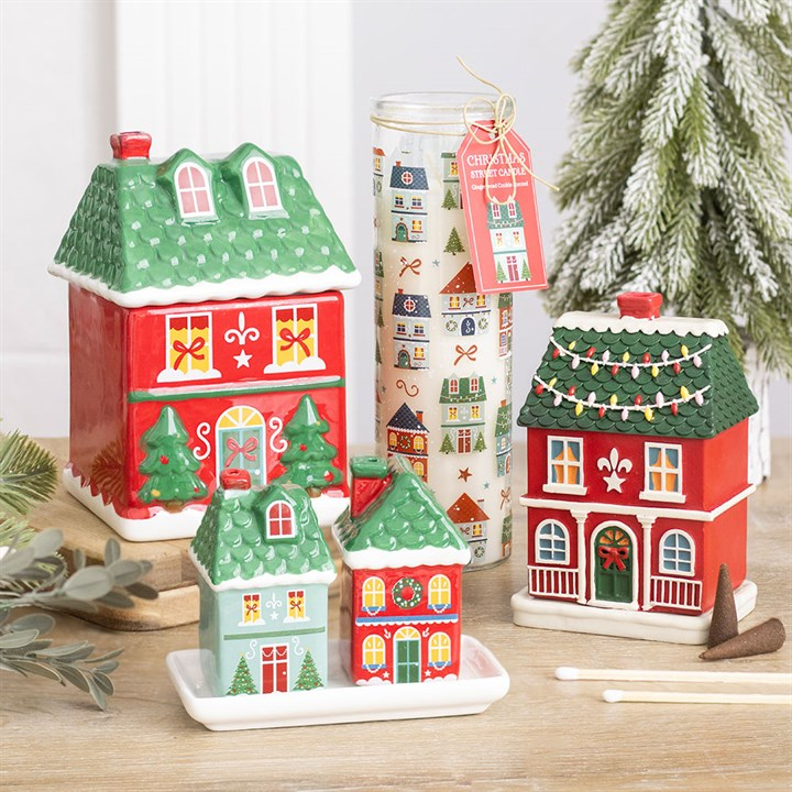 Christmas Street Print Gingerbread Cookie Tube Candle, image 6 of 6