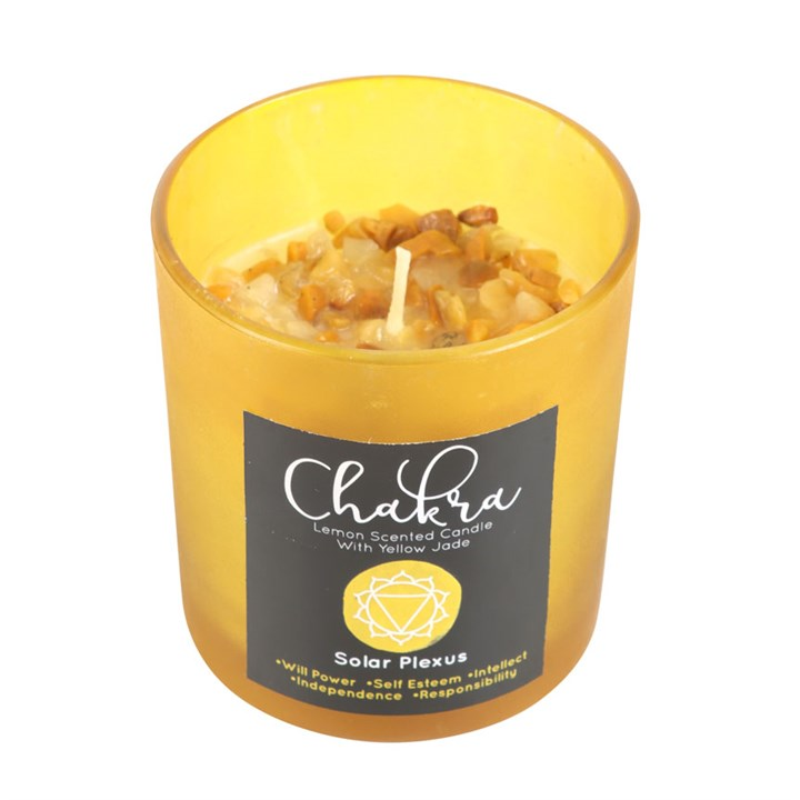 Solar Plexus Chakra Lemon Crystal Chip Candle, image 1 of 5