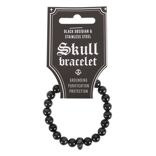 Black Obsidian Skull Bracelet, image 1 of 4