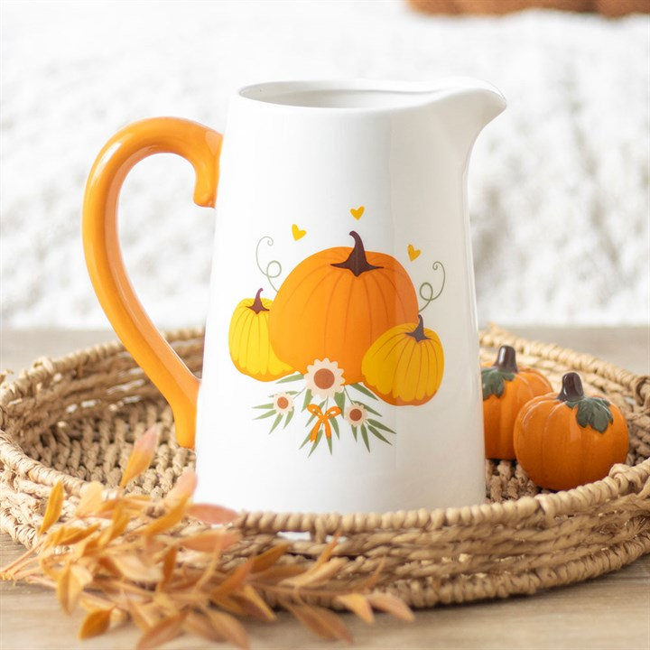 Autumn Pumpkin Ceramic Flower Jug, image 1 of 6