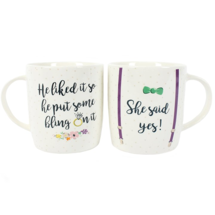 Set of 2 She Said Yes Mugs, image 1 of 4