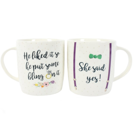 Set of 2 She Said Yes Mugs, image 1 of 4