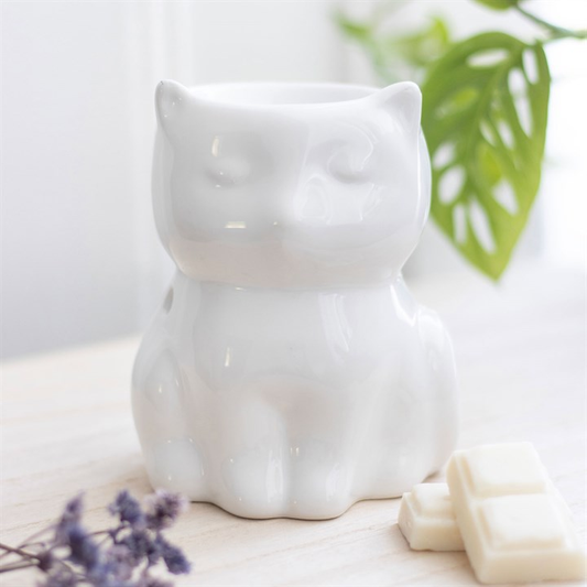 Shiny White Cat Oil Burner, image 1 of 5