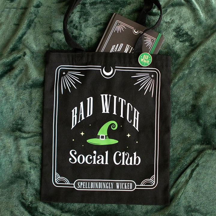 Bad Witch Social Club Polycotton Tote Bag with Pin Badge, image 1 of 5