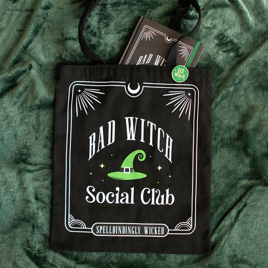 Bad Witch Social Club Polycotton Tote Bag with Pin Badge, image 1 of 5