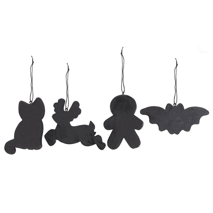 Set of 4 Black Creepy Skeleton Cookie Ornaments, image 3 of 5