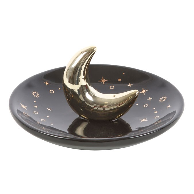 Gold Crescent Moon Incense Stick Holder, image 4 of 5