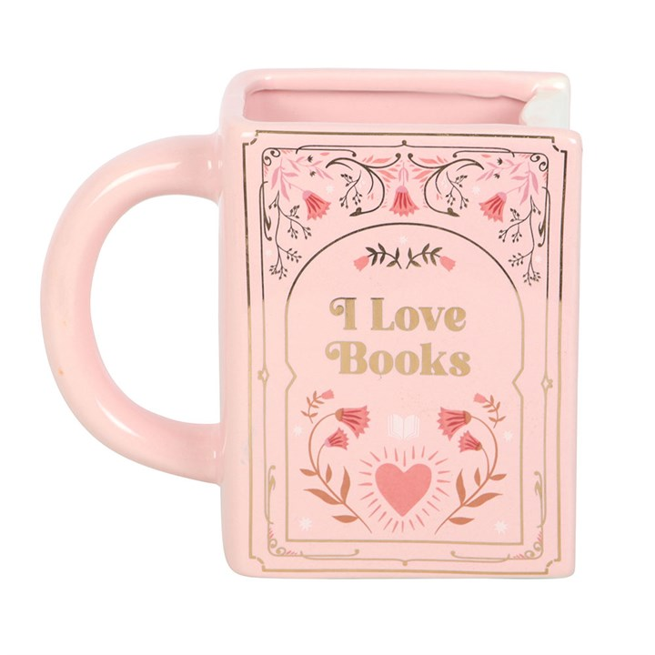 I Love Books Pink Book Shaped Mug, image 3 of 5