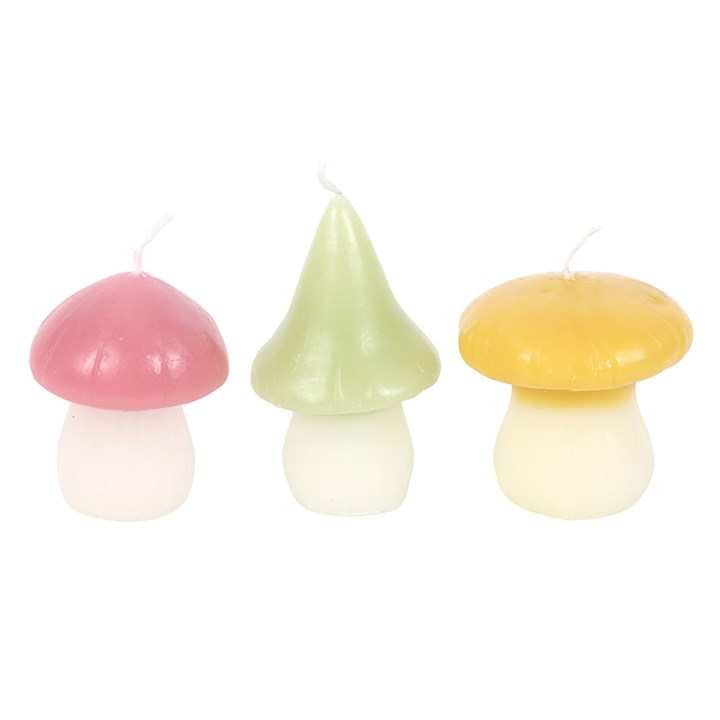 Set of 3 Pastel Mushroom Candles, image 2 of 4