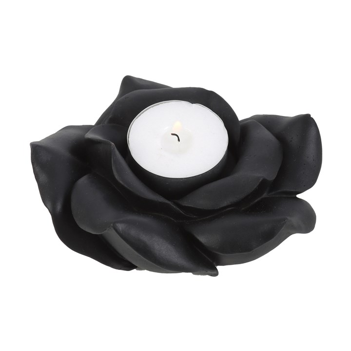 Black Rose Resin Tealight Candle Holder, image 2 of 6