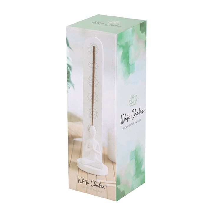 White Chakra and Yoga Pose Incense Stick Holder, image 5 of 6