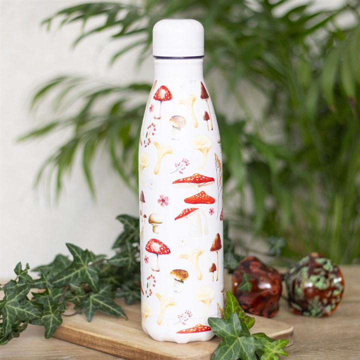 All Over Mushroom Print Metal Water Bottle, image 1 of 6