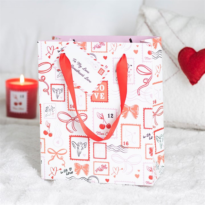 Valentine Postage Stamp Print Gift Bag, image 1 of 5