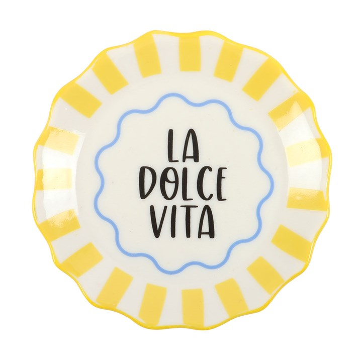 Yellow Striped La Dolce Vita Trinket Dish, image 3 of 6