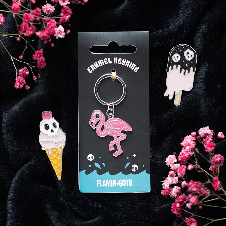 Flamin-goth Flamingo Keyring, image 2 of 6