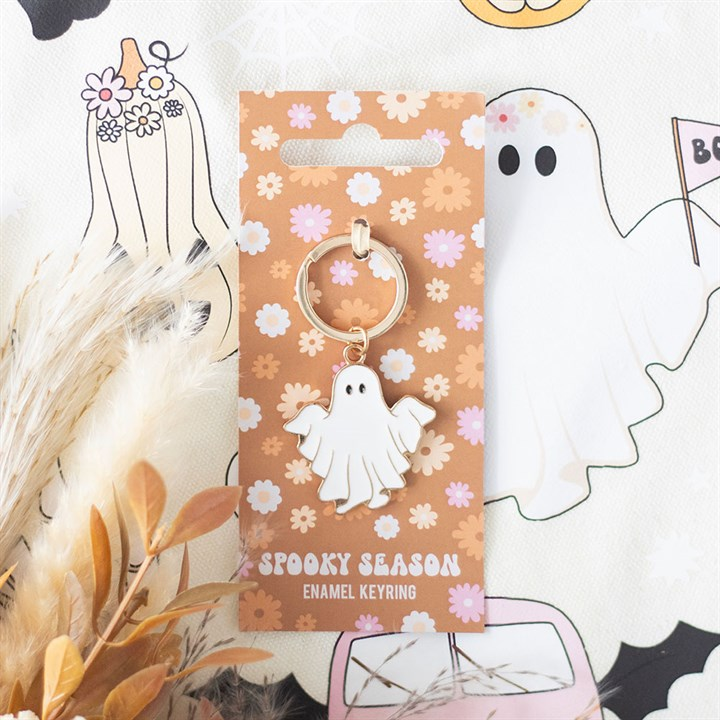 Spooky Season Groovy Ghost Keyring, image 1 of 4