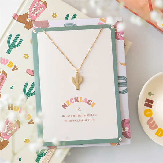 Cactus Necklace on Greeting Card, image 1 of 6