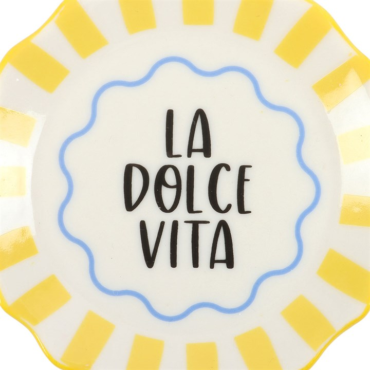Yellow Striped La Dolce Vita Trinket Dish, image 5 of 6