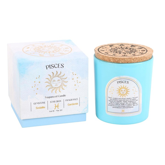 Pisces Gardenia Gemstone Zodiac Candle, image 1 of 6