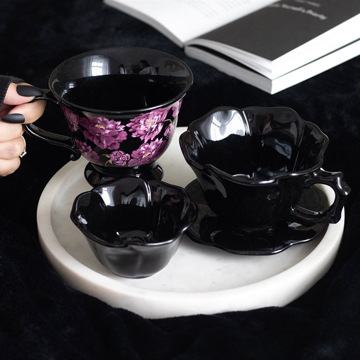 Black Rose Teacup and Saucer, image 6 of 6