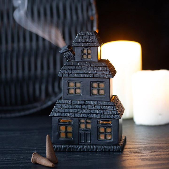 Black Haunted House Incense Cone Holder, image 1 of 5