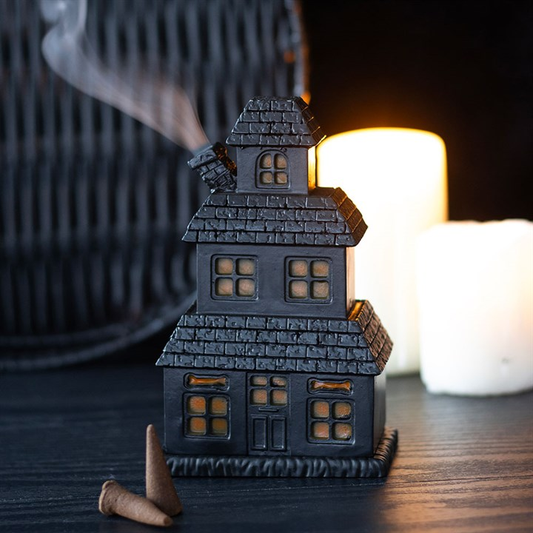 Black Haunted House Incense Cone Holder, image 1 of 5