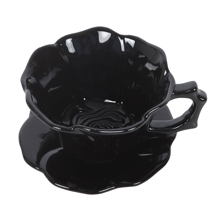 Black Rose Teacup and Saucer, image 4 of 6