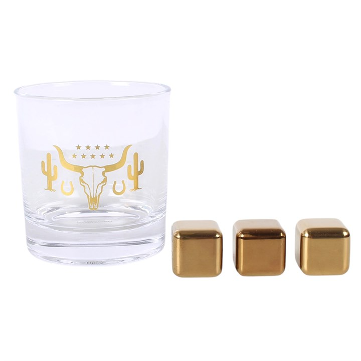 Western Drinking Glass and Cooling Stone Set, image 3 of 6