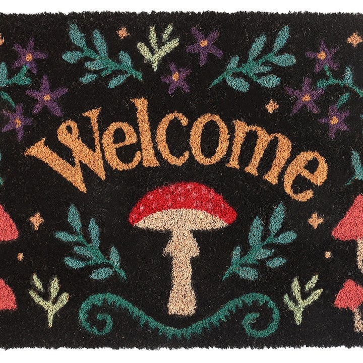 Black Mushroom Welcome Doormat, image 3 of 4
