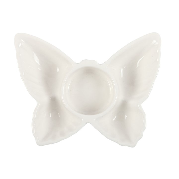 White Butterfly Tealight Candle Holder, image 2 of 4