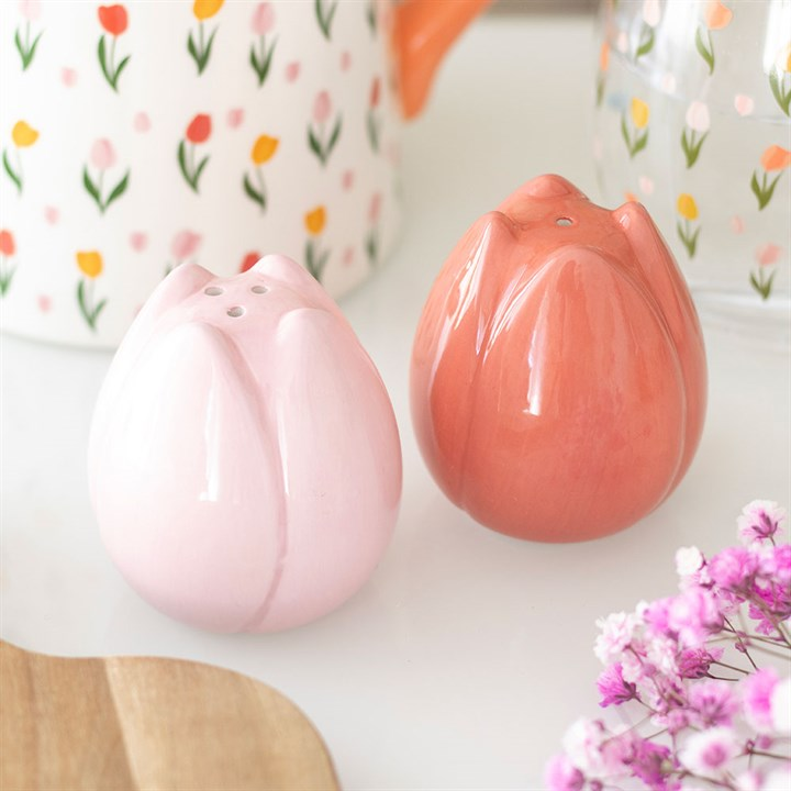 Tulip Shaped Salt and Pepper Shakers, image 1 of 4