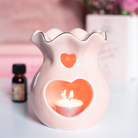 Pink Fluted Oil Burner and Wax Warmer, image 1 of 6