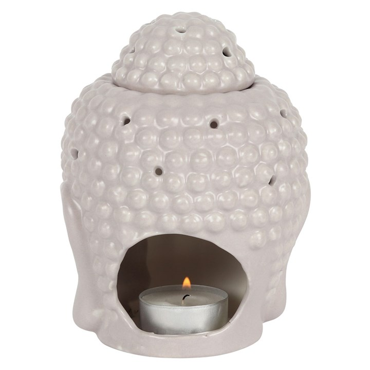 Small Grey Buddha Head Oil Burner, image 4 of 6