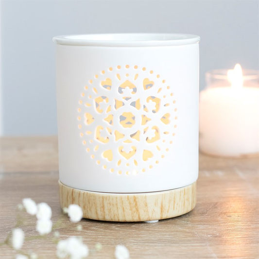 White Mandala Cut Out Oil Burner, image 1 of 4